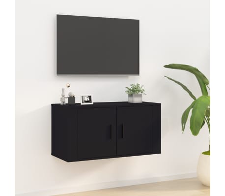 vidaXL Mueble para TV de pared negro 80x34,5x40 cm