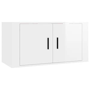 Nástěnná TV skříňka bílá s vysokým leskem 80 x 34,5 x 40 cm - obrázek 2