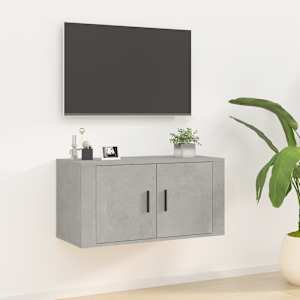 Nástěnná TV skříňka betonově šedá 80 x 34,5 x 40 cm - obrázek 1