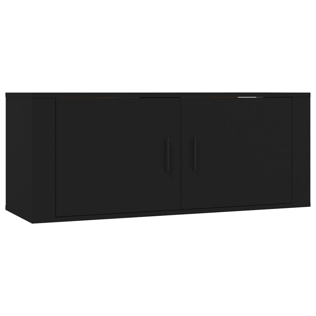 Dulap TV montat pe perete, negru, 100×34,5×40 cm