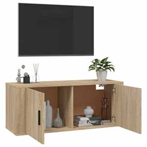 Nástěnná TV skříňka dub sonoma 100 x 34,5 x 40 cm - obrázek 9