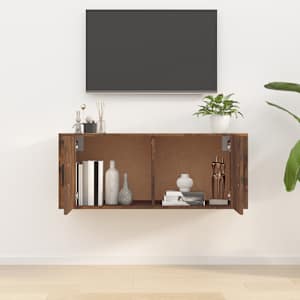 vidaXL Stenska TV omarica dimljen hrast 100x34,5x40 cm