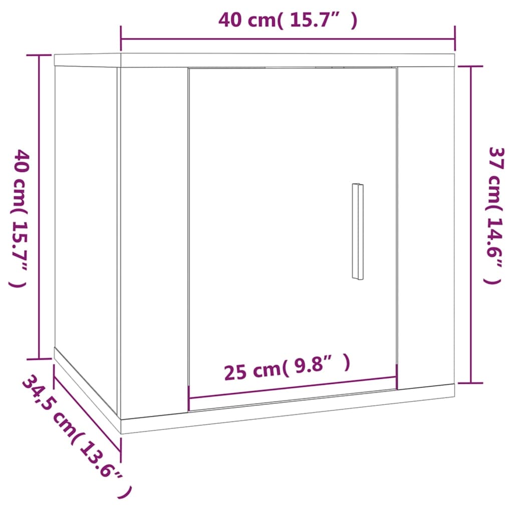 Stenska TV omarica 2 kosa črna 40x34,5x40 cm