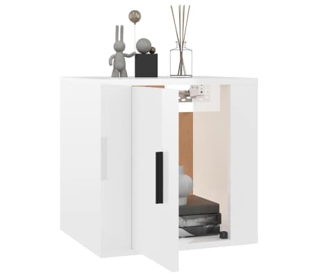 vidaXL Stenska TV omarica visok sijaj bela 40x34,5x40 cm