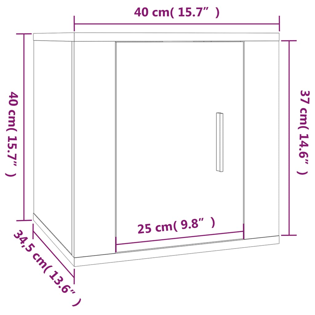 Stenska TV omarica 2 kosa visok sijaj bela 40x34,5x40 cm