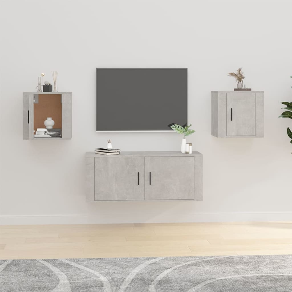 vida XL TV-Wandschränke 2 Stk. Betongrau 40x 34,5x 40 cm