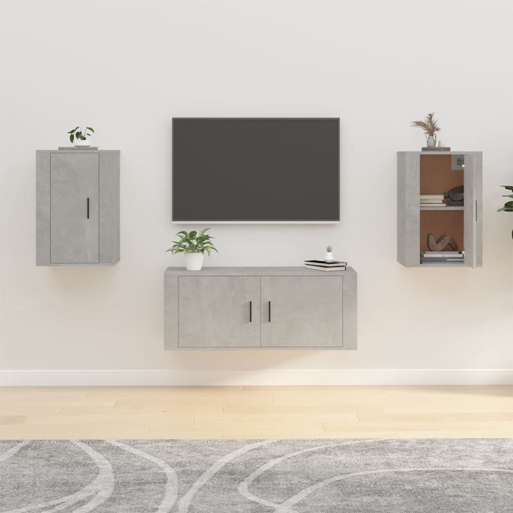vida XL TV-Wandschränke 2 Stk. Betongrau 40x 34,5x 60 cm