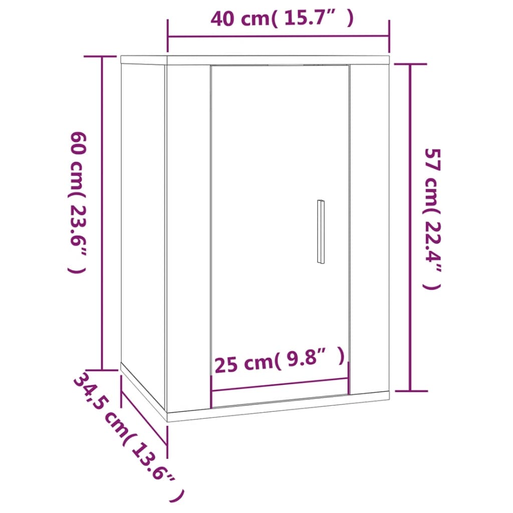 Stenska TV omarica siva sonoma 40x34,5x60 cm