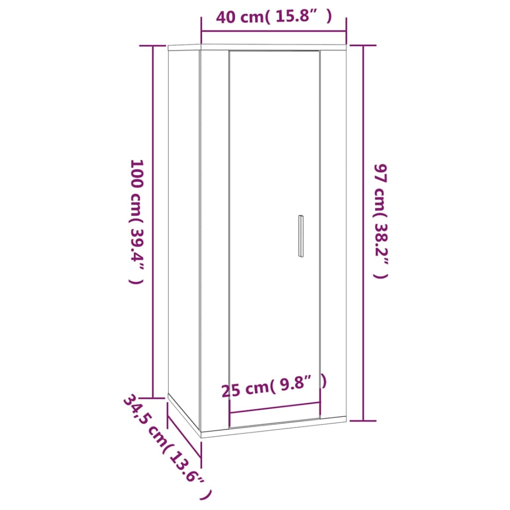 Dulap TV montat pe perete, stejar sonoma, 40x34,5x100 cm