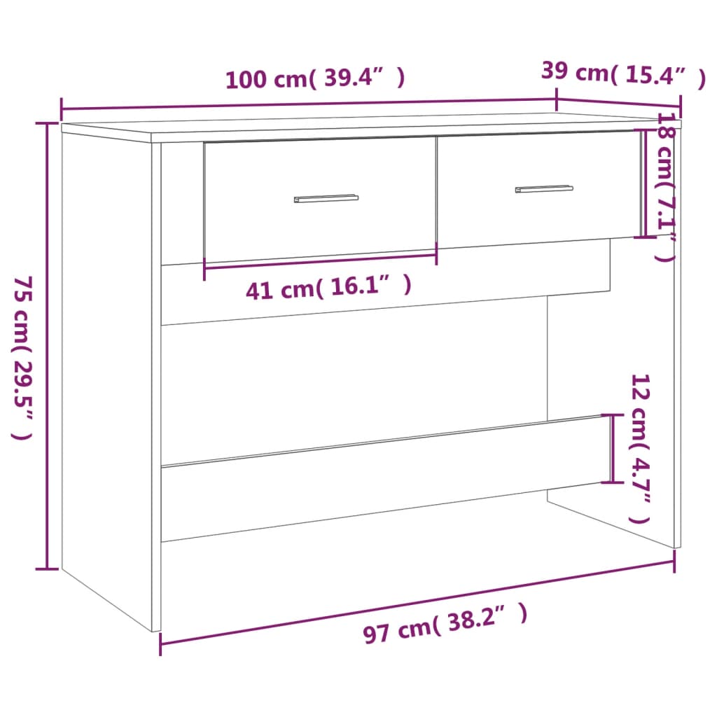 Konzolni stol bijeli 100 x 39 x 75 cm od konstruiranog drva