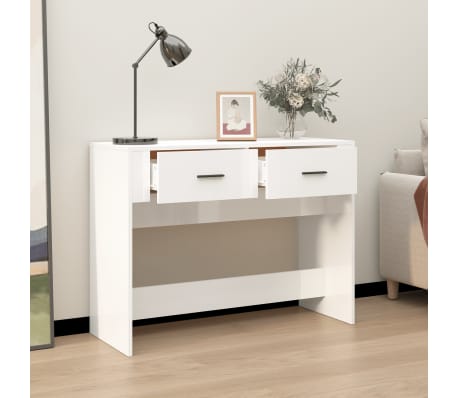 vidaXL Console Table High Gloss White 100x39x75 cm Engineered Wood