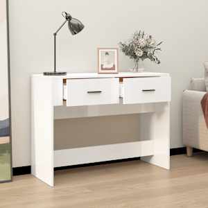 vidaXL Console Table High Gloss White 100x39x75 cm Engineered Wood