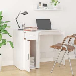 vidaXL Desk High Gloss White 100x49x75 cm Engineered Wood