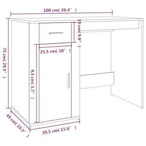 Psací stůl betonově šedý 100 x 49 x 75 cm kompozitní dřevo - obrázek 11