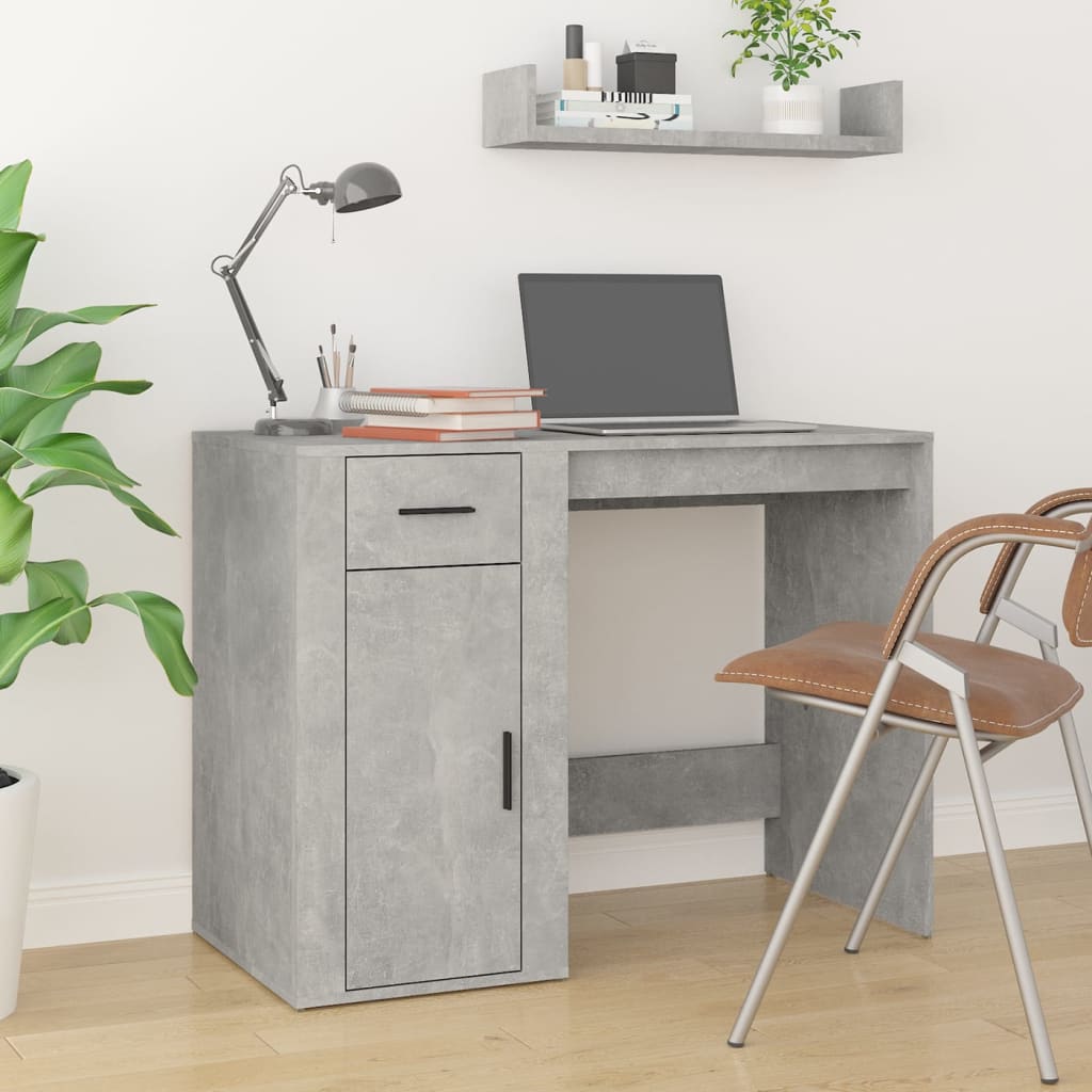 vidaXL Bureau Gris béton 100x49x75 cm Bois d'ingénierie