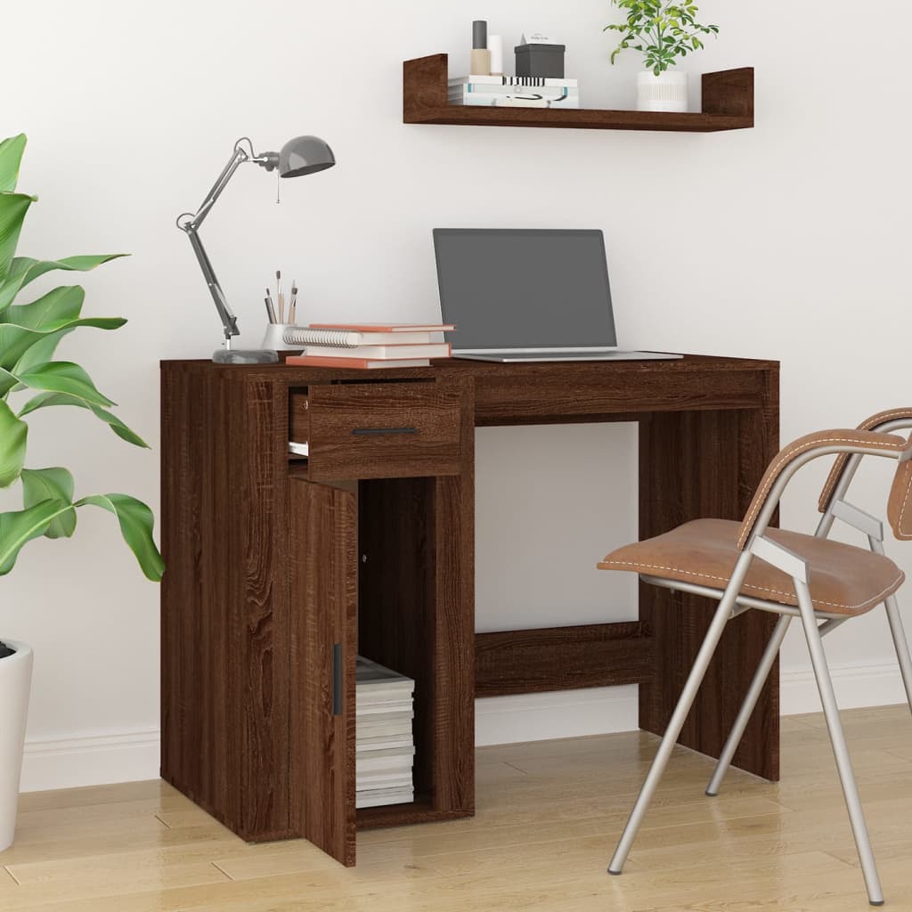 vidaXL Työpöytä ruskea tammi 100x49x75 cm tekninen puu
