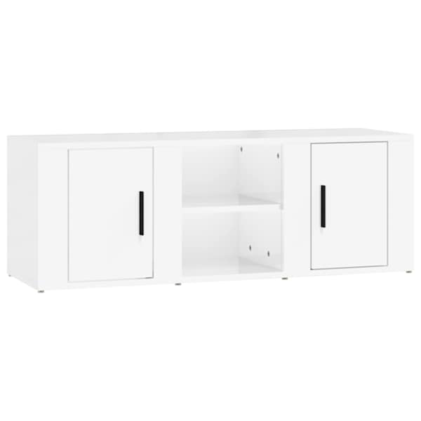 vidaXL telerikapp, k&otilde;rgl&auml;ikega valge, 100 x 31,5 x 35 cm, tehispuit
