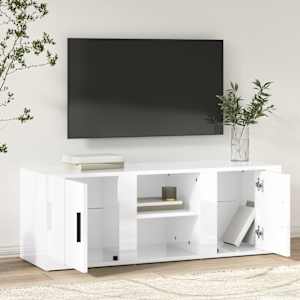 TV skříňka bílá vysoký lesk 100x31,5x35 cm kompozitní dřevo - obrázek 3