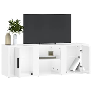 TV skříňka bílá vysoký lesk 100x31,5x35 cm kompozitní dřevo - obrázek 4