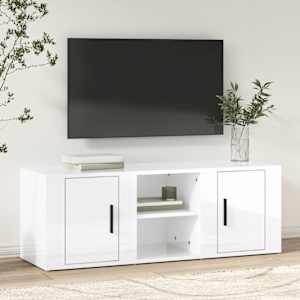 TV skříňka bílá vysoký lesk 100x31,5x35 cm kompozitní dřevo - obrázek 1