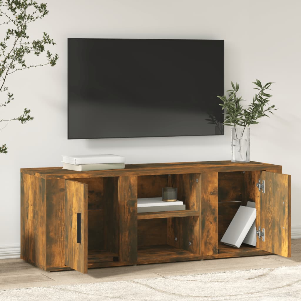 vidaXL TV Cabinet Smoked Oak 100x31.5x35 cm Engineered Wood