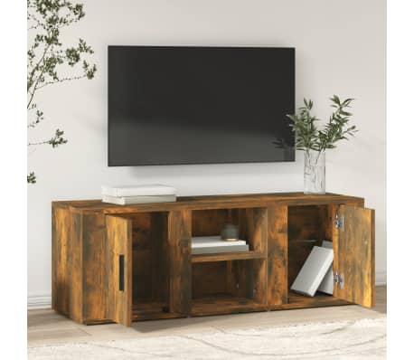 vidaXL TV Cabinet Smoked Oak 100x31.5x35 cm Engineered Wood