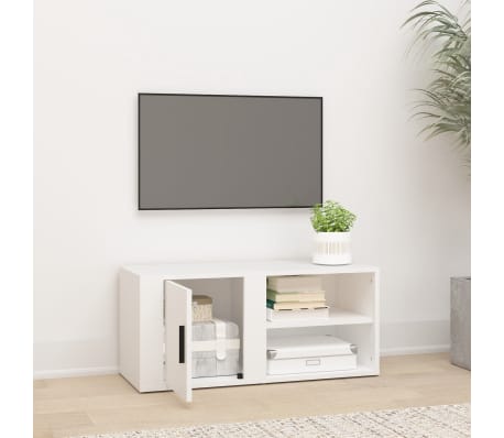 vidaXL Meuble TV Blanc 80x31,5x36 cm Bois d'ing&eacute;nierie