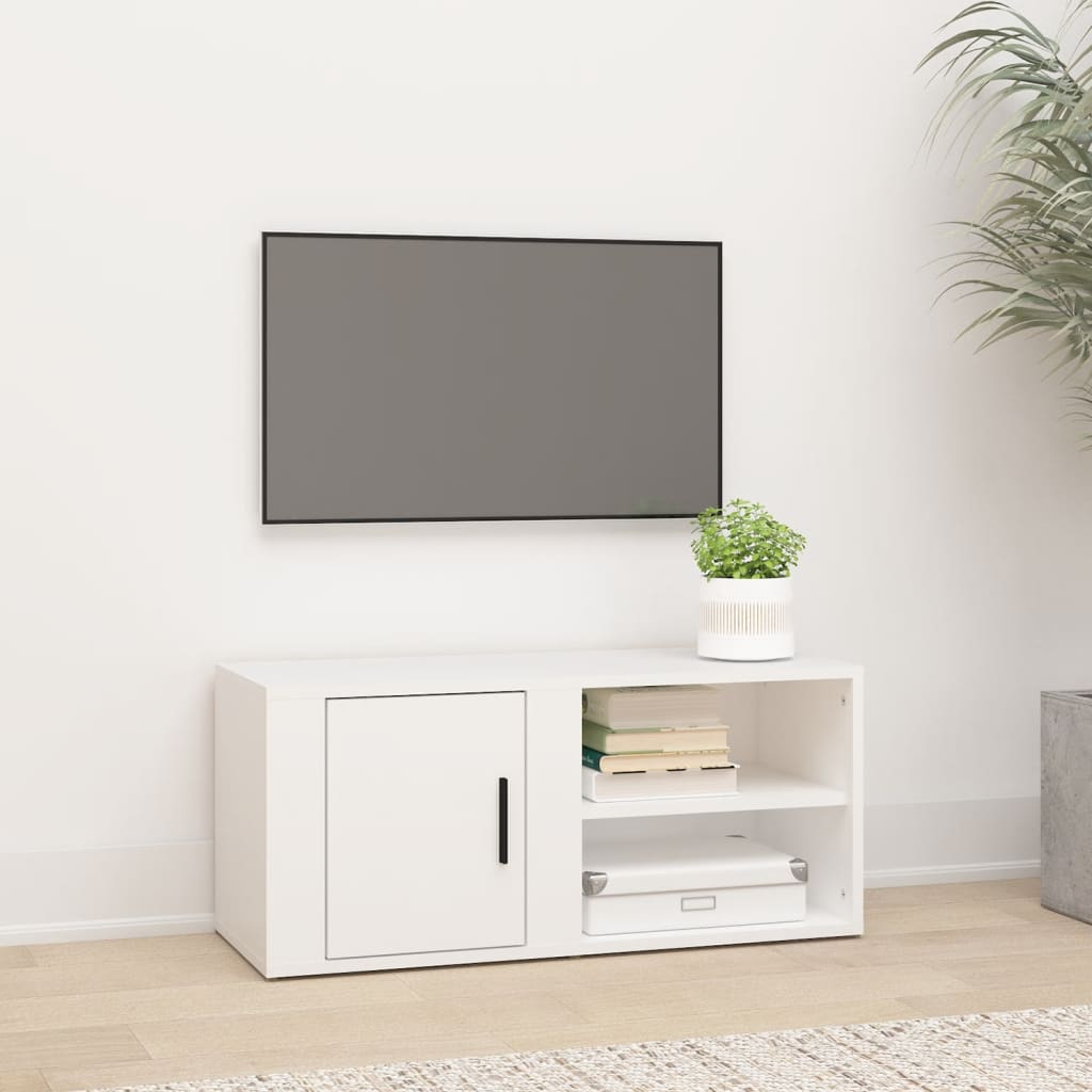 Meuble TV Blanc 80x31,5x36 cm Bois d'ingénierie