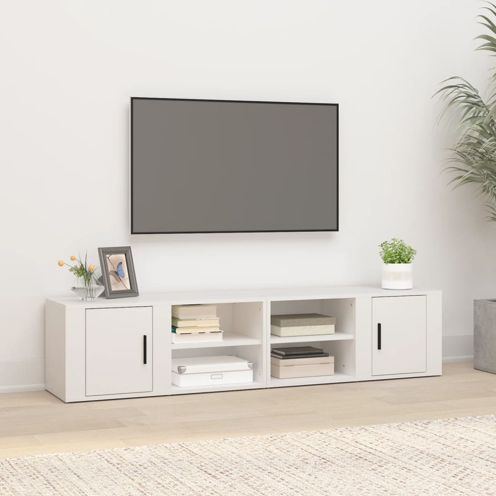 vidaXL Comode TV, 2 buc., alb, 80x31,5x36 cm, lemn prelucrat