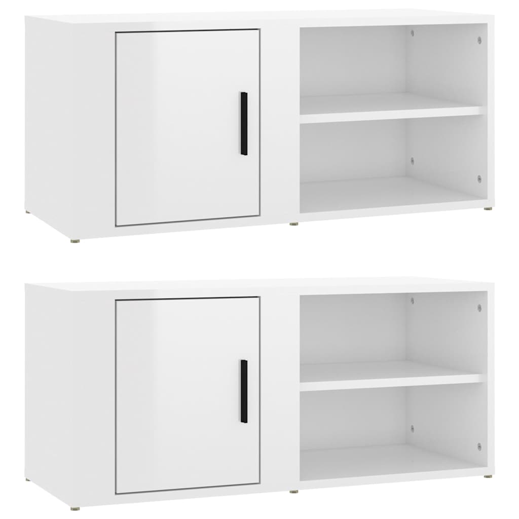 vidaXL Comode TV, 2 buc., alb extralucios 80x31,5x36 cm lemn prelucrat