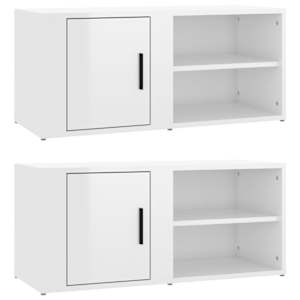 TV skříňky 2 ks bílé vysoký lesk 80x31,5x36 cm kompozitní dřevo - obrázek 2