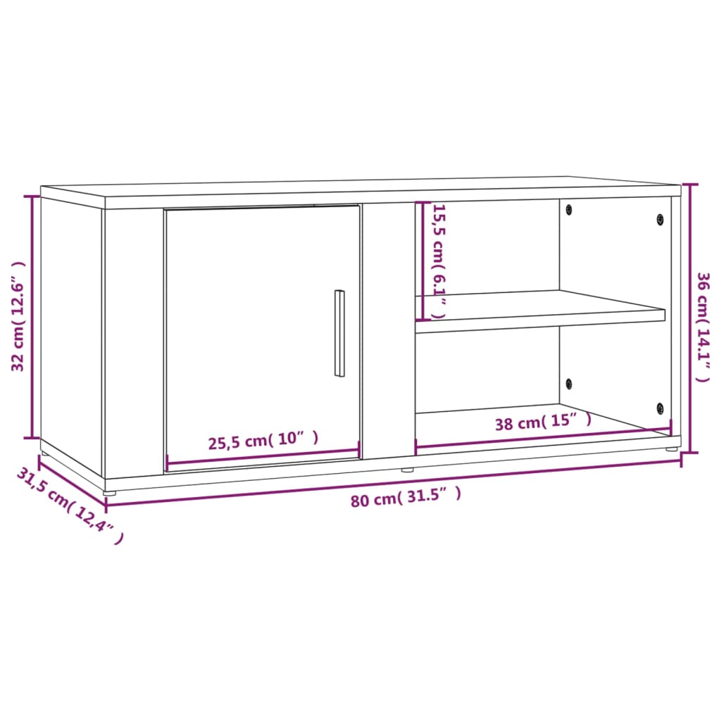 TV skříňky 2 ks betonově šedé 80 x 31,5 x 36 cm kompozit