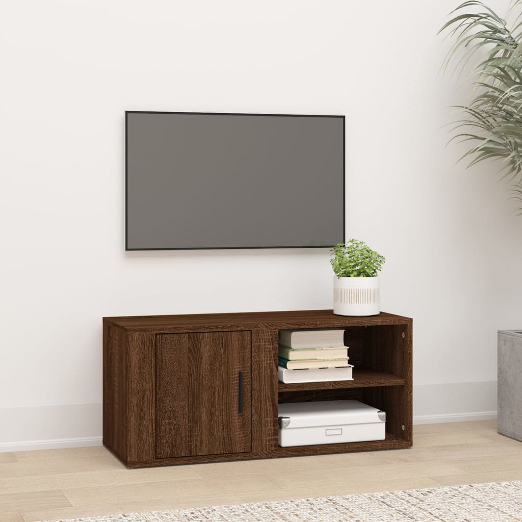 vidaXL Comodă TV, stejar maro, 80x31,5x36 cm, lemn prelucrat