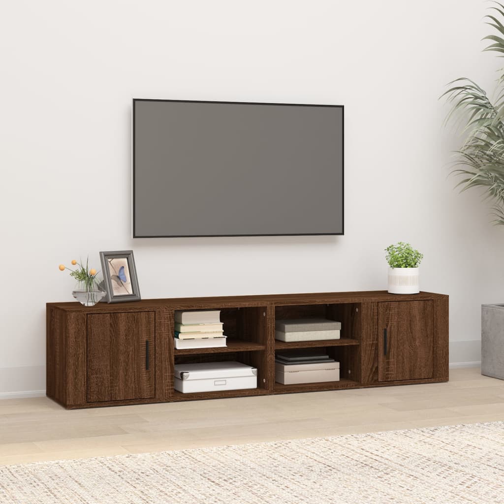 vidaXL Comode TV, 2 buc., stejar maro, 80x31,5x36 cm, lemn prelucrat