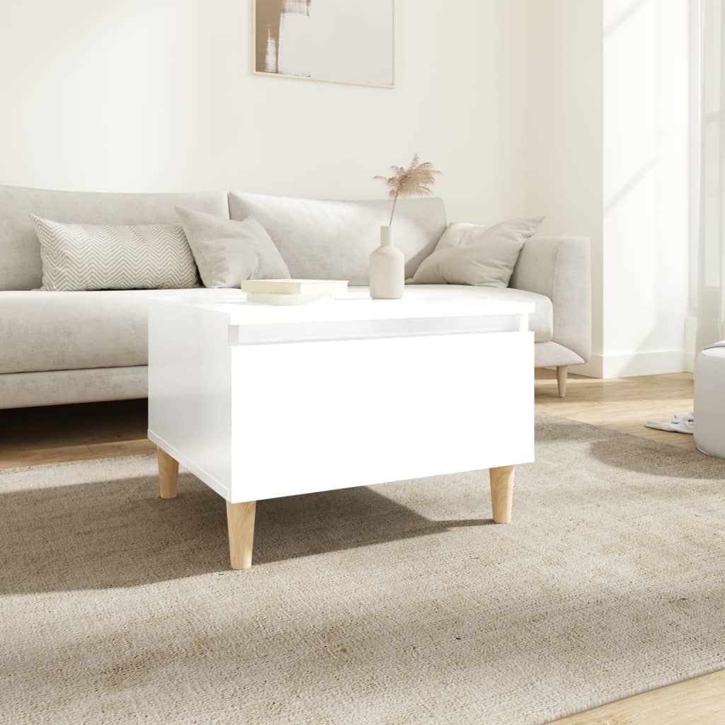 vidaXL Side Table High Gloss White 50x46x35 cm Engineered Wood