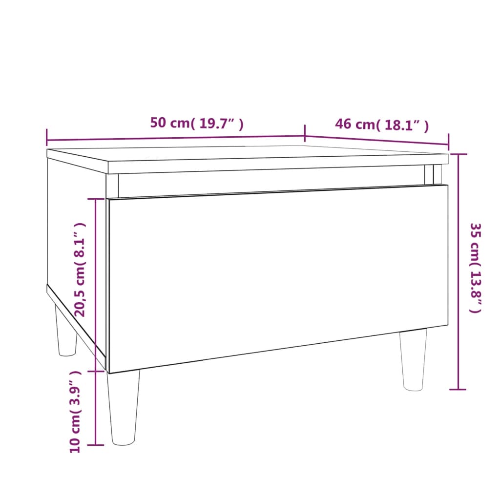 Mese laterale 2 buc. alb extralucios 50x46x35 cm lemn compozit