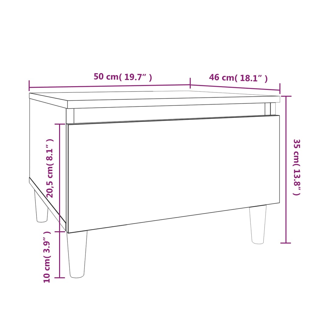 Stranska mizica 2 kosa siva sonoma 50x46x35 cm inženirski les