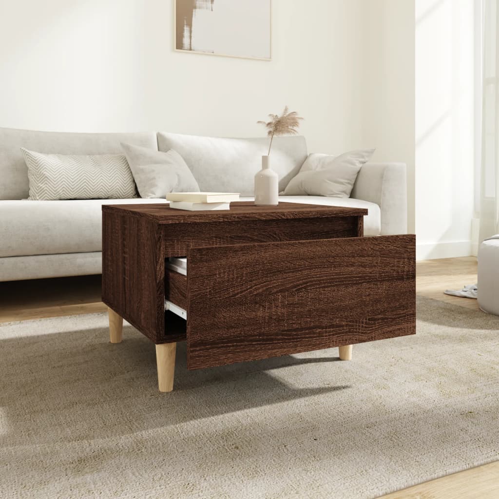 vidaXL Bijzettafel 50x46x35 cm bewerkt hout bruin eikenkleur afbeelding