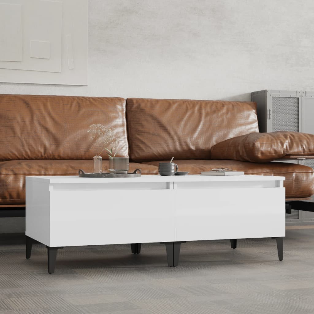 vidaXL Beistelltische 2 Stk. Hochglanz-Weiß 50x46x35 cm Holzwerkstoff