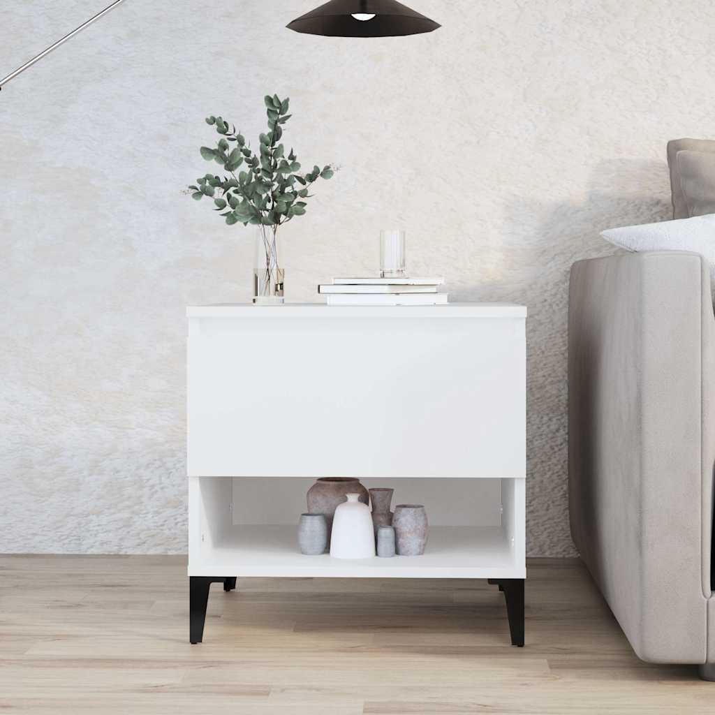 Sidebord med skuffe - 50 × 46 × 50 cm, hvid konstrueret træ