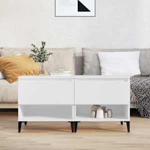 Stranska mizica 2 kosa bela 50x46x50 cm inženirski les