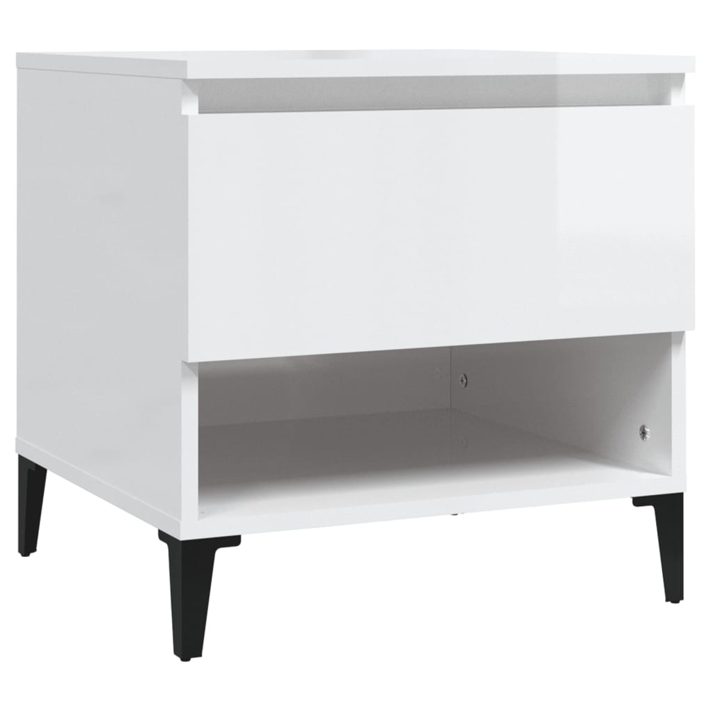 vidaXL Odkládací stolek bílý vysoký lesk 50x46x50 cm kompozitní dřevo