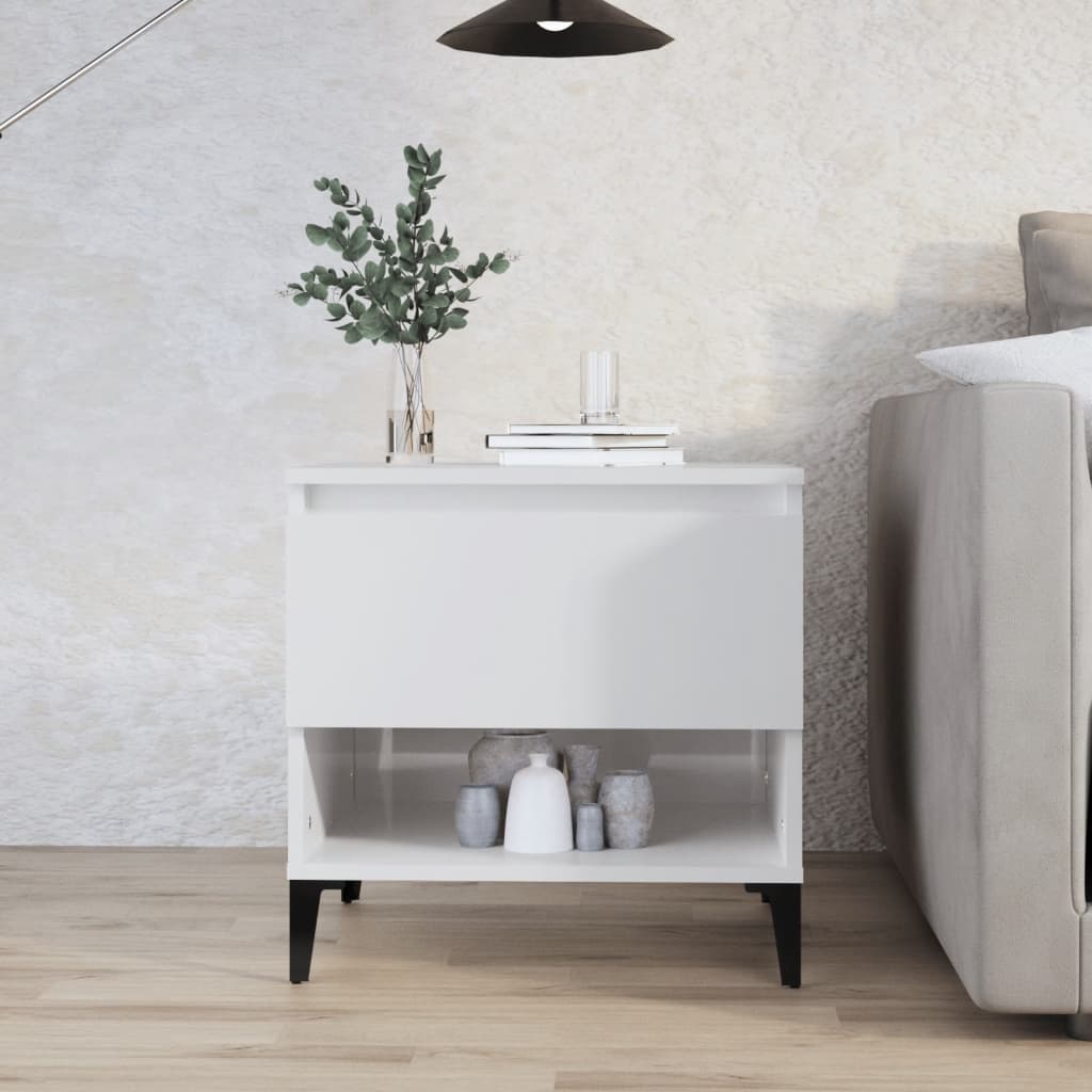 vida XL Beistelltisch Hochglanz-Weiß 50x 46x 50 cm Holzwerkstoff