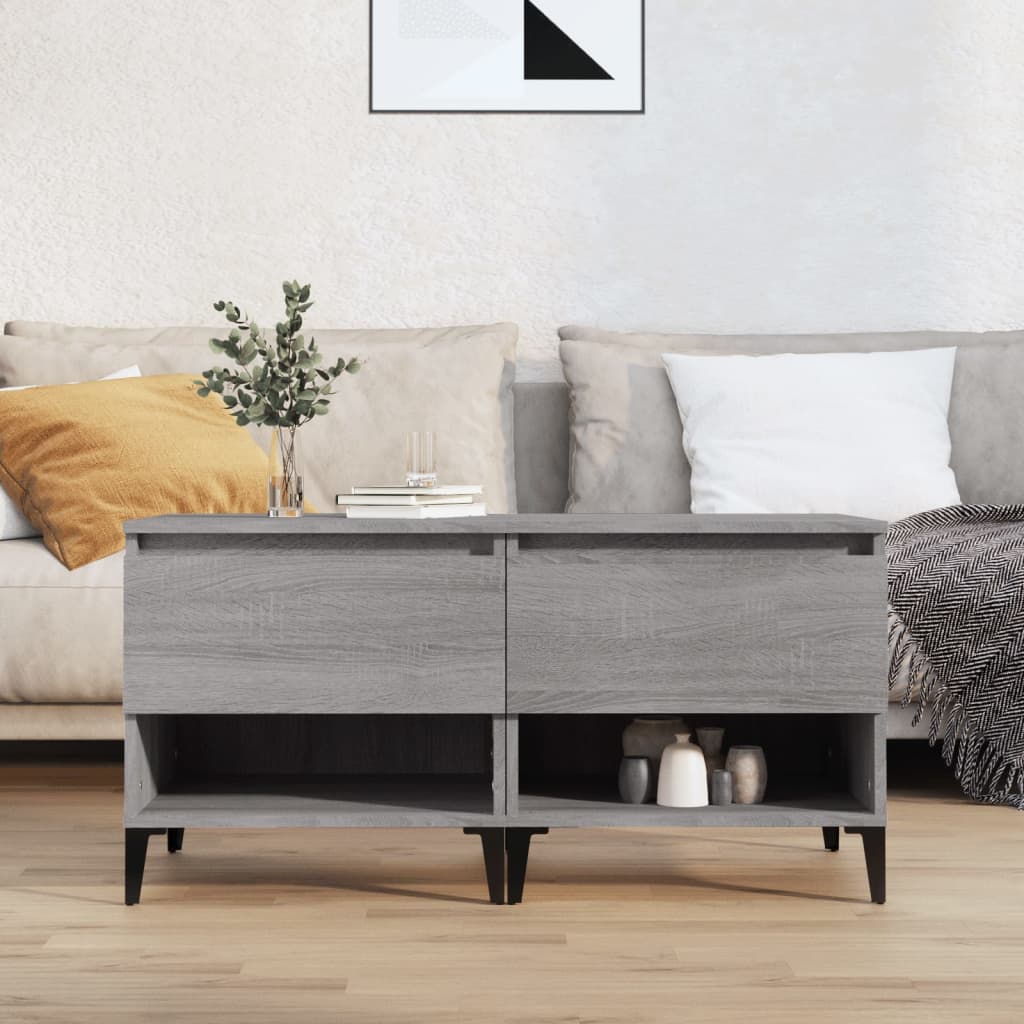 vida XL Beistelltische 2 Stk. Grau Sonoma 50x 46x 50 cm Holzwerkstoff