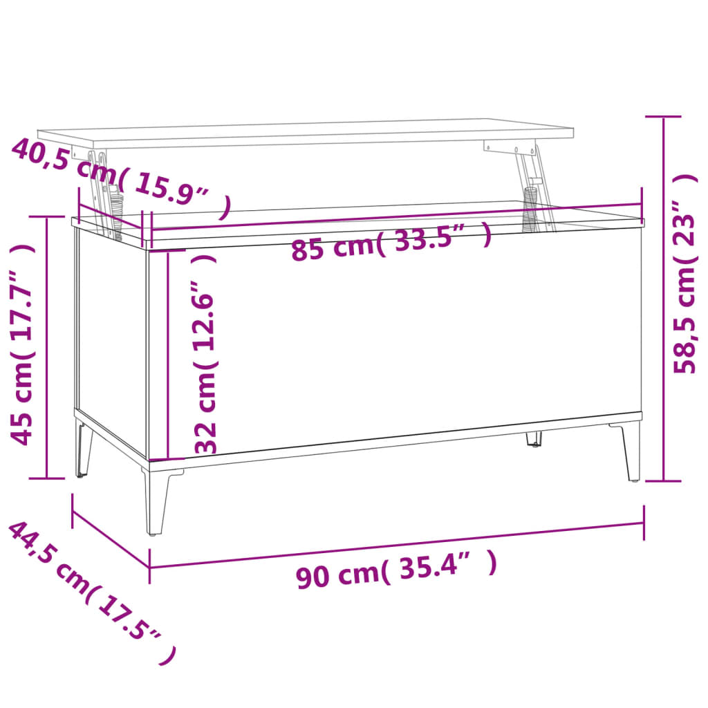 Klubska mizica sonoma hrast 90x44,5x45 cm inženirski les