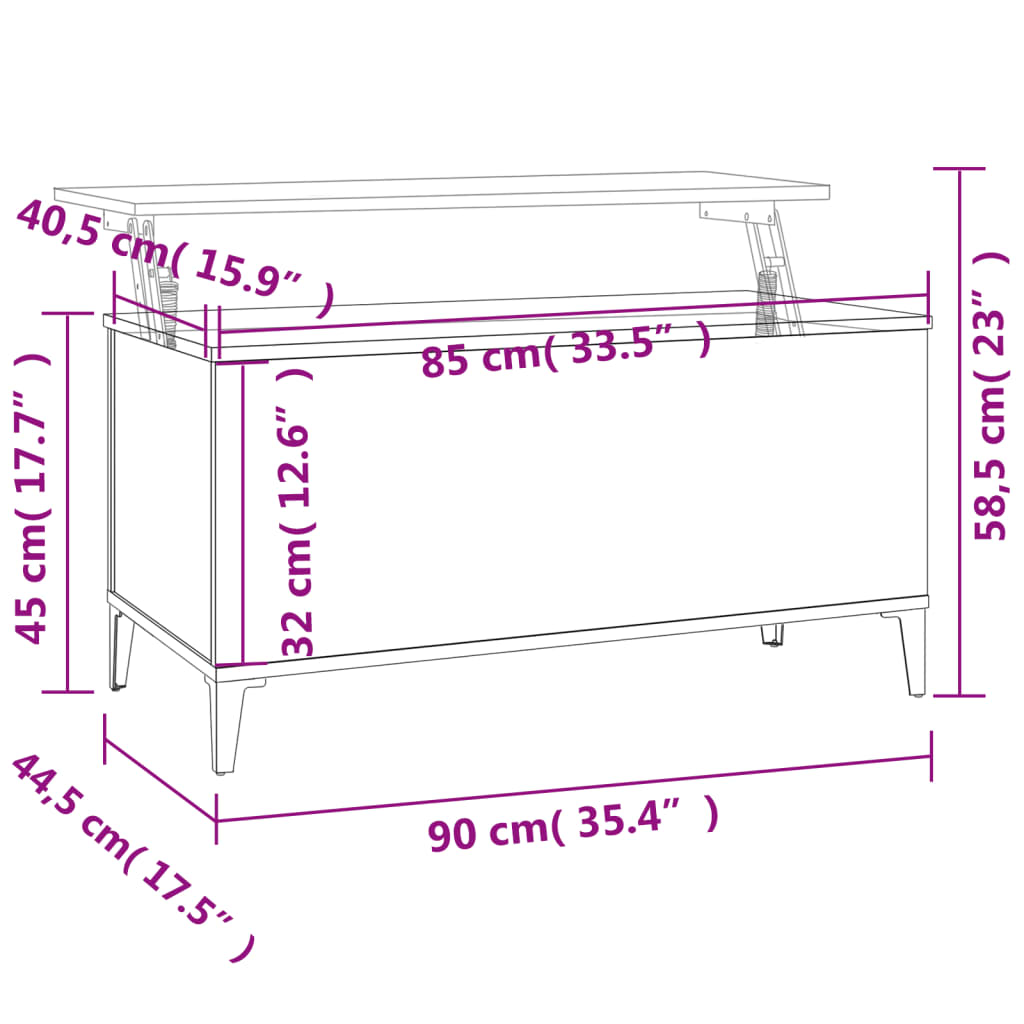 Klubska mizica dimljeni hrast 90x44,5x45 cm inženirski les