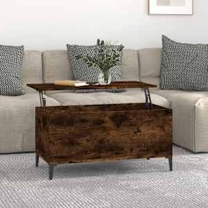 Klubska mizica dimljeni hrast 90x44,5x45 cm inženirski les