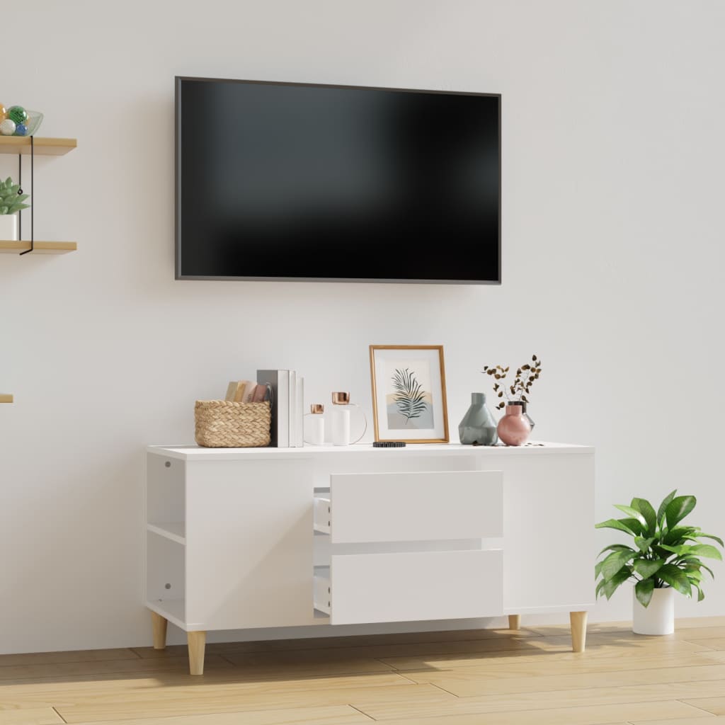 fehér szerelt fa TV-szekrény 102x44,5x50 cm