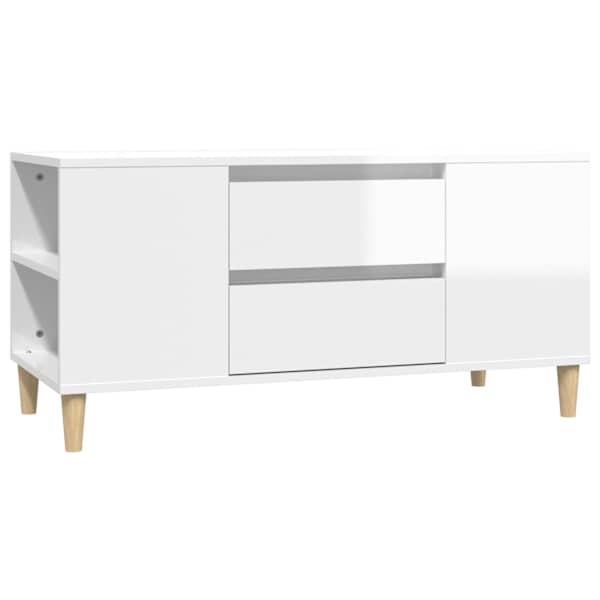 vidaXL telerikapp, k&otilde;rgl&auml;ikega valge, 102 x 44,5 x 50 cm, tehispuit