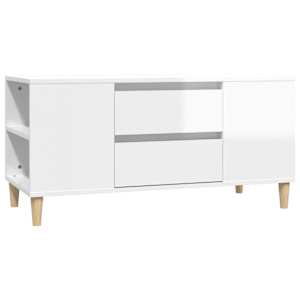TV skříňka bílá vysoký lesk 102 x 44,5 x 50 cm kompozitní dřevo - obrázek 2